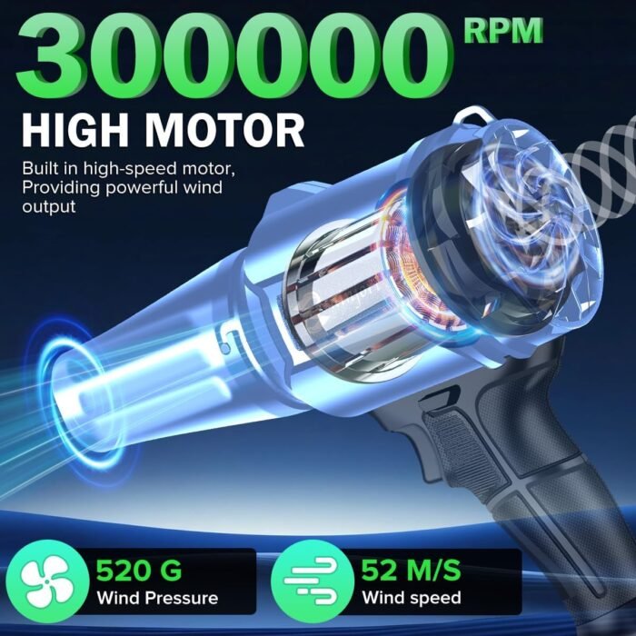 Cordless garden tools leaf blower with two 3.0Ah lithium batteries and charger for extended runtime.