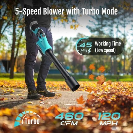 LED digital display of the garden tools cordless leaf blower for easy mode adjustments.