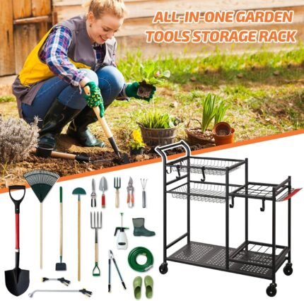 The durable, high-quality construction of the garden tool rack.