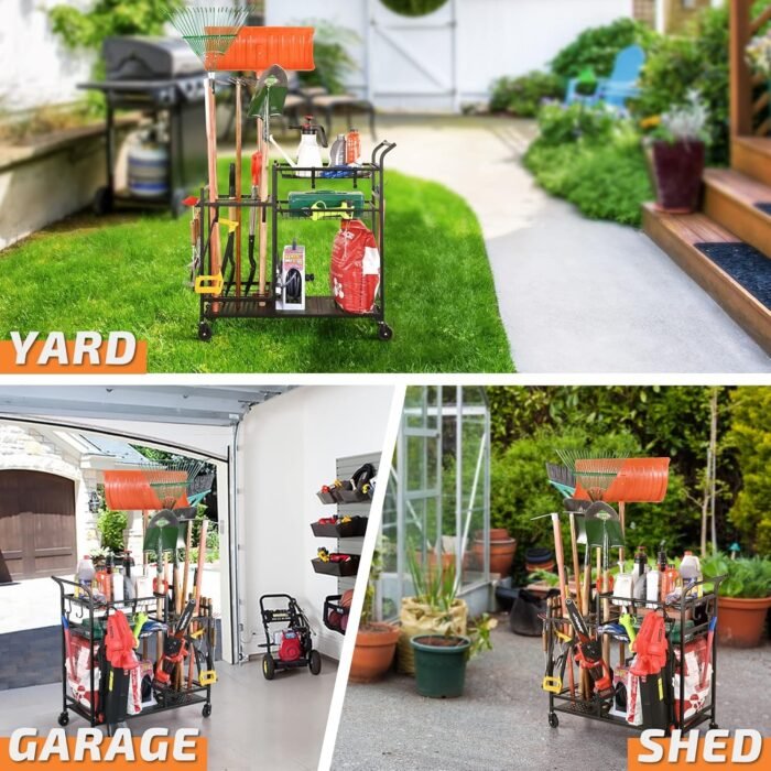 Side hooks for hanging gardening tools on the PLKOW garden tool organizer.