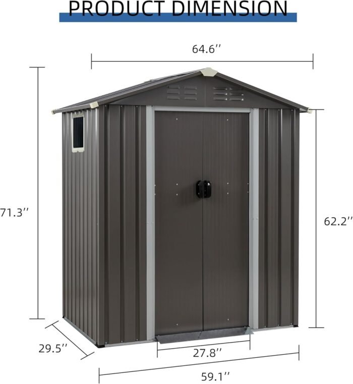 Alloy steel sheds with window for air circulation, keeping tools dry and well-protected.